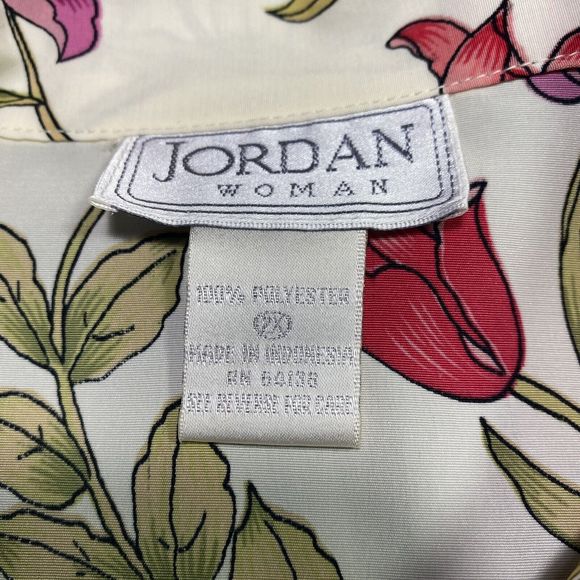 Jordan Women Size 2X Shirt Button Up Floral Blouse Short Sleeve RN64136 w/defect - Picture 7 of 10